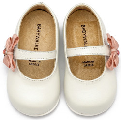 Παπουτσάκι βάπτισης Babywalker Pri2648 εκρού-ροζ ΠΑΚ299