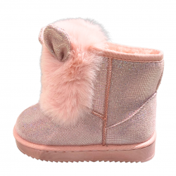 Μποτάκια ροζ με γούνα και αυτάκια ΠΑΠ651