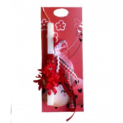 Πασχαλινή λαμπάδα με ξύλινη βάση "Πασχαλίτσα" ΔΒ195