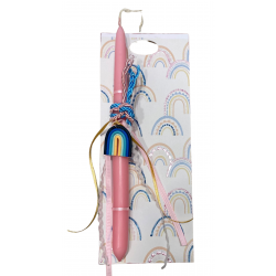 Πασχαλινή λαμπάδα με ξύλινη βάση "Ουράνιο τόξο" ΔΒ168