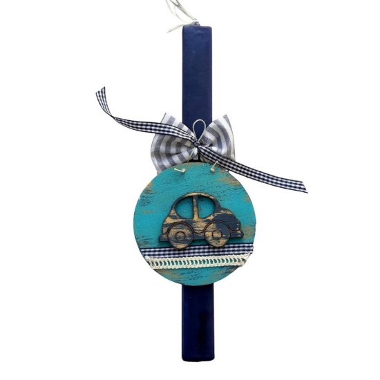 Πασχαλινή λαμπάδα με ξύλινο καδράκι ΔΒ298