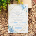Προσκλητήριο γαμοβάπτισης "Μπλε λουλούδια" ΠΡΟ134