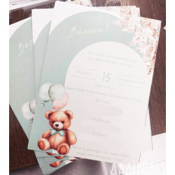 Προσκλητήριο βάπτισης "Αρκουδάκι μπαλόνια" ΠΡΟ120