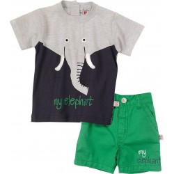Σετ με υφασμάτινη βερμούδα "My elephant" Funky 120-804105-2 Σετ με υφασμάτινη βερμούδα "My elephant" Funky 120-804105-2