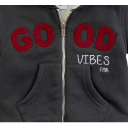 Ζακέτα φούτερ με γούνα "Good vibes" Funky 221-809100 Ζακέτα φούτερ με γούνα "Good vibes" Funky 221-809100