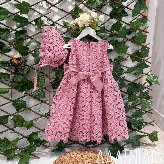 Φόρεμα από δαντέλα με σκουφί σάπιο μήλο Κ1561