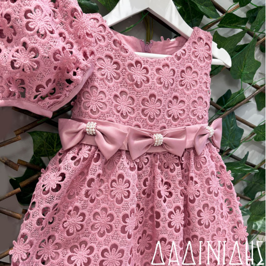 Φόρεμα από δαντέλα με σκουφί σάπιο μήλο Κ1561