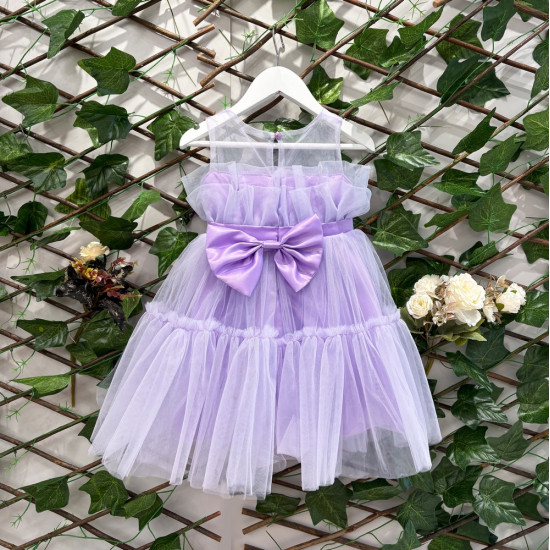 Τούλινο φόρεμα λιλά με διαφάνεια ΚΚ1593