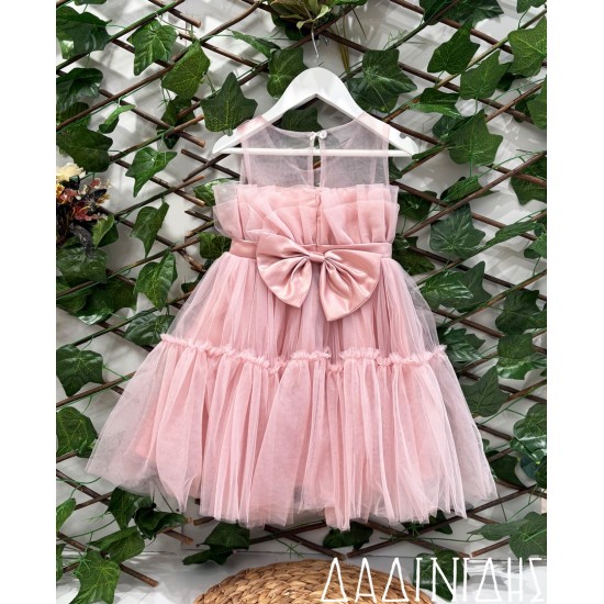 Τούλινο φόρεμα σάπιο μήλο με διαφάνεια ΚΚ1755