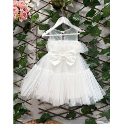 Τούλινο φόρεμα εκρού με διαφάνεια ΚΚ1764