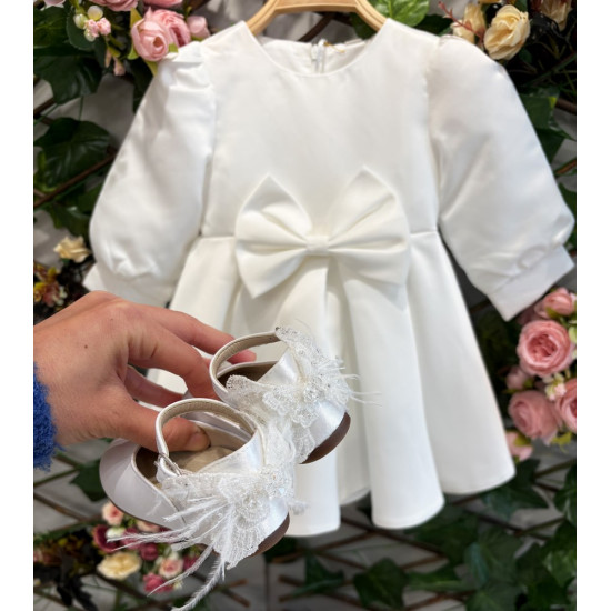 Φόρεμα λευκό με φιόγκο ΚΚ1767