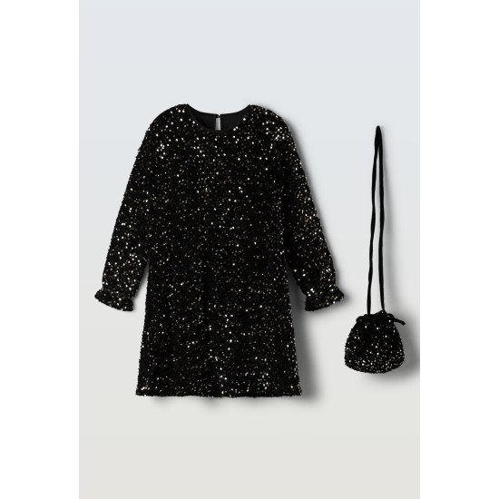 Φόρεμα με παγιέτες και τσάντα Εβίτα 255054 Φόρεμα με παγιέτες και τσάντα Εβίτα 255054