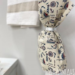 Λαμπάδα προσφορά με ύφασμα ναυτικό Vintage ΛΑΜΠ171