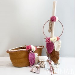 Σετ βάπτισης "Boho macrame καλάθι" ΣΕΤ-Κ61