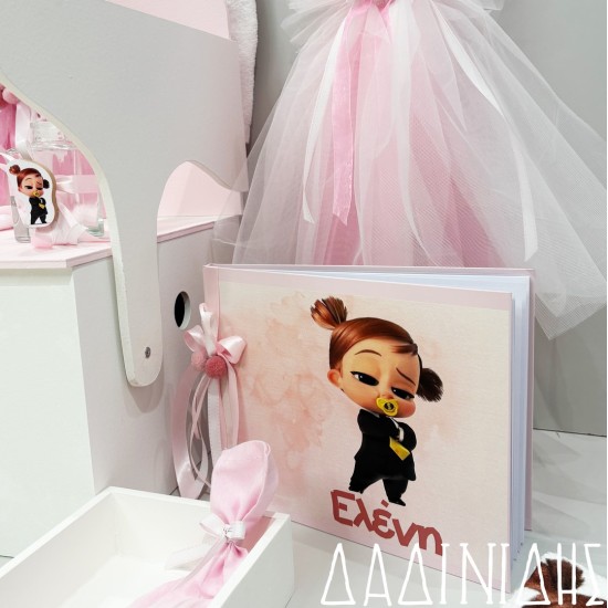 Χειροποίητο ευχολόγιο με θέμα Baby boss girl ΕΥΧ185