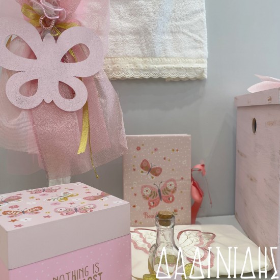 Σετ βάπτισης με φωτιζόμενο κουτί "Πεταλούδα" ΣΕΤ-Κ40