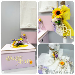 Σετ βάπτισης "Ηλίανθος λιλά-ροζ" ΣΕΤ-Κ85