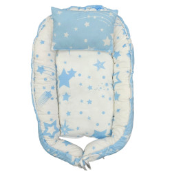 Βρεφική φωλιά διπλής όψης αστεράκια σιελ ΠΑΝ172 Βρεφική φωλιά διπλής όψης αστεράκια σιελ ΠΑΝ172