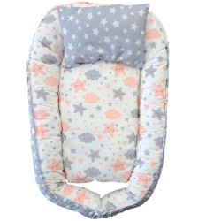 Βρεφική φωλιά διπλής όψης συννεφάκι γκρι ΠΑΝ180