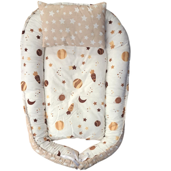 Βρεφική φωλιά διπλής όψης συννεφάκι μπεζ ΠΑΝ177