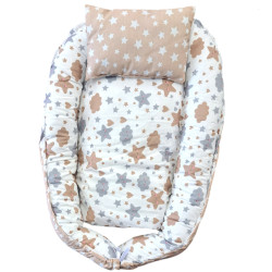 Βρεφική φωλιά διπλής όψης συννεφάκι μπεζ ΠΑΝ177 Βρεφική φωλιά διπλής όψης συννεφάκι μπεζ ΠΑΝ177