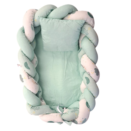 Βρεφική φωλιά με αποσπώμενη πλεξούδα πάντα βεραμάν φεγγαράκι ΠΑΝ186 Βρεφική φωλιά με αποσπώμενη πλεξούδα πάντα βεραμάν φεγγαράκι ΠΑΝ186