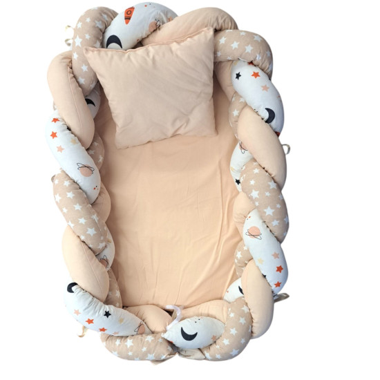 Βρεφική φωλιά με αποσπώμενη πλεξούδα πάντα μπεζ διάστημα ΠΑΝ182 Βρεφική φωλιά με αποσπώμενη πλεξούδα πάντα μπεζ διάστημα ΠΑΝ182
